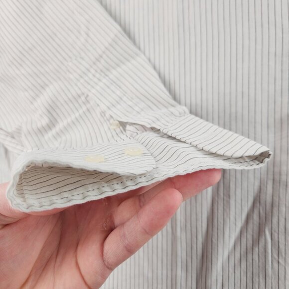Avirex Button Up Graphic Striped White Gray 2XB Big Embellished Long Sleeve - Picture 7 of 16